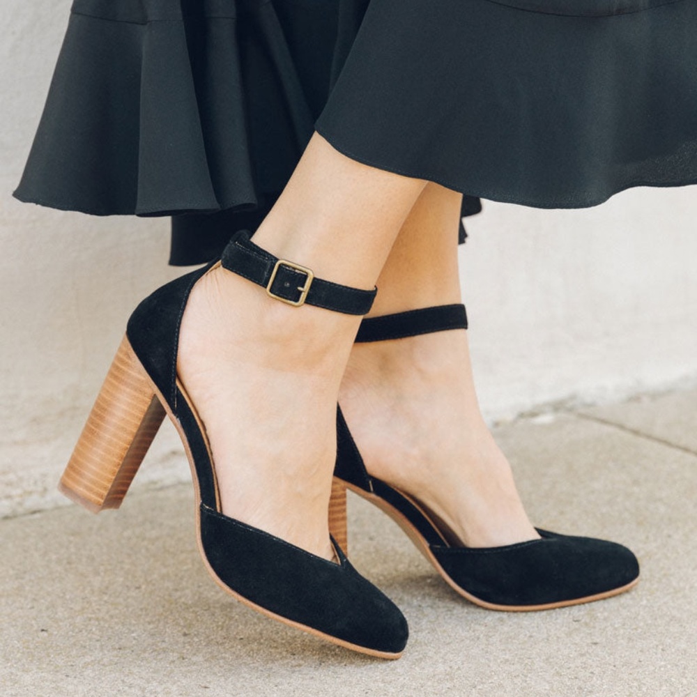 Soludos Collette Black Velvet Heels 7